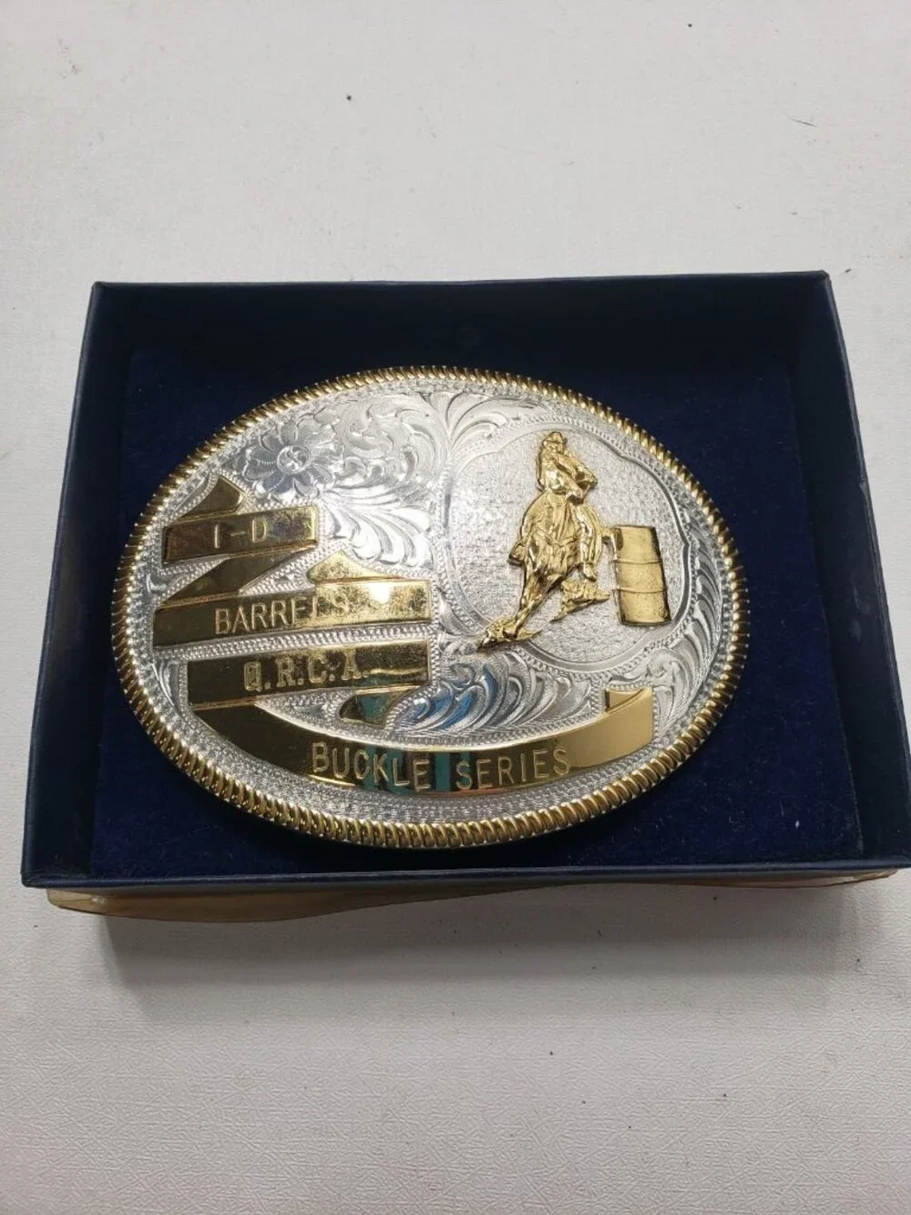 Montana Silversmiths 1-D Barrels OK Barrel Racing Western Belt Buckle K5569
